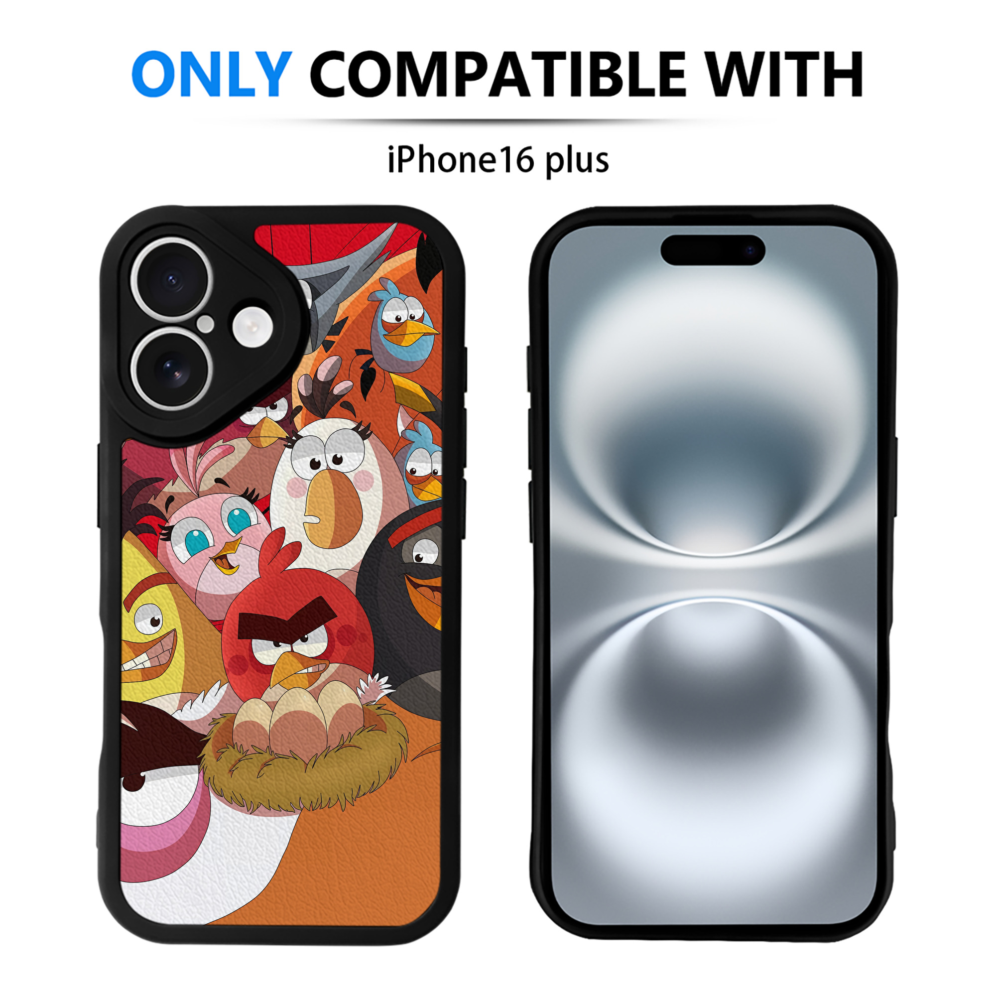 （画像用） Angry Birds アングリーバード 【iPhone 16シリーズ対応】シリコンスマホケース（レザー調） 材質：シリコン